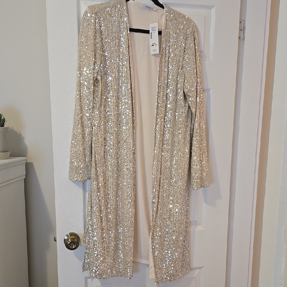 Sparkling Sequin Long Cardigan